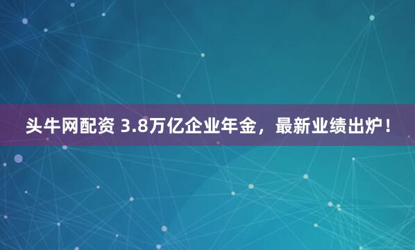 头牛网配资 3.8万亿企业年金，最新业绩出炉！